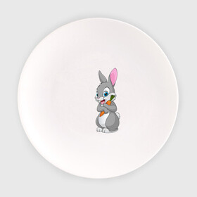 Тарелка с принтом Зайка в Рязани, фарфор | диаметр - 210 мм
диаметр для нанесения принта - 120 мм | животное | зайчик | заяц | зверь | кролик | морковка | пушистый | серый зайка | уши | хвост