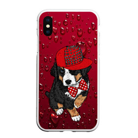 Чехол для iPhone XS Max матовый с принтом Cool Dog в Рязани, Силикон | Область печати: задняя сторона чехла, без боковых панелей | арт | бабочка | графика | животные | звери | кепка | собака