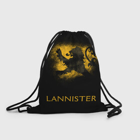 Рюкзак-мешок 3D с принтом Lannister logo yellow в Рязани, 100% полиэстер | плотность ткани — 200 г/м2, размер — 35 х 45 см; лямки — толстые шнурки, застежка на шнуровке, без карманов и подкладки | Тематика изображения на принте: crow | fire and blood | game of thrones | lannister | stark | statwb | targaryen | винтерфел | ворон | игра престолов | король ночи | ланнистер | лютоволк | мать драконов | пламя и кровь | север | старки | таргариен | черные крылья