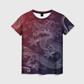 Женская футболка 3D с принтом Традиционный китайский дракон в Рязани, 100% полиэфир ( синтетическое хлопкоподобное полотно) | прямой крой, круглый вырез горловины, длина до линии бедер | азиатский дракон | дракон | китайский дракон | традиционный | традиционный азиатский дракон | традиционный дракон | традиционный китайский дракон | традиционный японский дракон