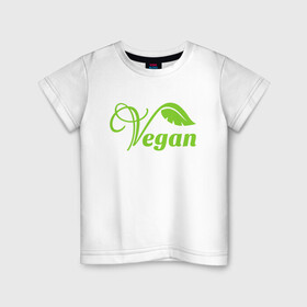 Детская футболка хлопок с принтом Vegan Power в Рязани, 100% хлопок | круглый вырез горловины, полуприлегающий силуэт, длина до линии бедер | green | greenpaece | nature | sport | vegan | yoga | веган | вегетарианец | гринпис | еда | животные | жизнь | здоровье | зеленый | йога | мир | овощи | пища | планета | природа | растение | спорт | тело | фрукты