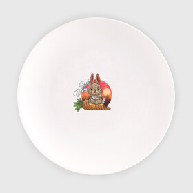 Тарелка с принтом Sweet Bunny в Рязани, фарфор | диаметр - 210 мм
диаметр для нанесения принта - 120 мм | закат | иллюстрация | крольченок | морковь | сладкий кролик