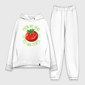 Женский костюм хлопок Oversize с принтом Tomatoes в Рязани,  |  | green | greenpaece | nature | sport | vegan | yoga | веган | вегетарианец | гринпис | еда | животные | жизнь | здоровье | зеленый | йога | мир | овощи | пища | планета | помидор | природа | растение | спорт | тело | фрукты