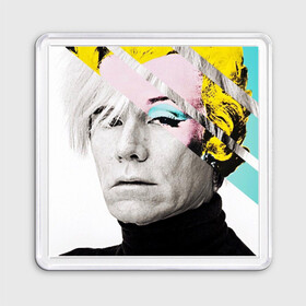 Магнит 55*55 с принтом Энди Уорхол | Andy Warhol в Рязани, Пластик | Размер: 65*65 мм; Размер печати: 55*55 мм | andy warhol | художник | энди уорхол