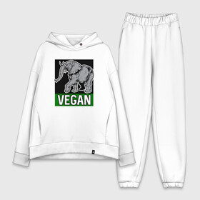 Женский костюм хлопок Oversize с принтом Vegan Elephant в Рязани,  |  | elephant | green | greenpaece | nature | sport | vegan | yoga | веган | вегетарианец | гринпис | еда | животные | жизнь | здоровье | зеленый | йога | мир | овощи | пища | планета | природа | растение | слон | спорт | тело | фрукты