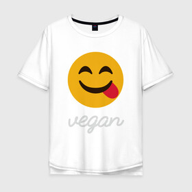 Мужская футболка хлопок Oversize с принтом Vegan Smile в Рязани, 100% хлопок | свободный крой, круглый ворот, “спинка” длиннее передней части | Тематика изображения на принте: green | greenpaece | nature | sport | vegan | yoga | веган | вегетарианец | гринпис | еда | животные | жизнь | здоровье | зеленый | йога | мир | овощи | пища | планета | природа | растение | спорт | тело | улыбка | фрукты