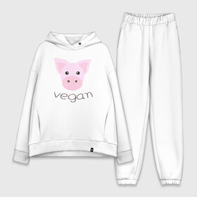 Женский костюм хлопок Oversize с принтом Pig Vegan в Рязани,  |  | green | greenpaece | nature | pig | sport | vegan | yoga | веган | вегетарианец | гринпис | еда | животные | жизнь | здоровье | зеленый | йога | мир | овощи | пища | планета | природа | растение | свинья | спорт | тело | фрукты