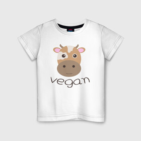 Детская футболка хлопок с принтом Vegan Cow в Рязани, 100% хлопок | круглый вырез горловины, полуприлегающий силуэт, длина до линии бедер | cow | green | greenpaece | nature | sport | vegan | yoga | веган | вегетарианец | гринпис | еда | животные | жизнь | здоровье | зеленый | йога | корова | мир | овощи | пища | планета | природа | растение | спорт | тело | фрукты