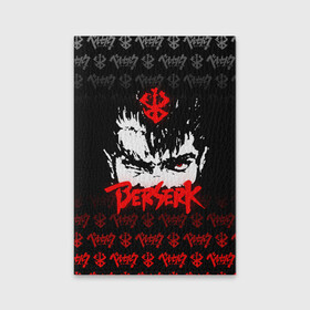 Обложка для паспорта матовая кожа с принтом BERSERK (ЛОГО) в Рязани, натуральная матовая кожа | размер 19,3 х 13,7 см; прозрачные пластиковые крепления | Тематика изображения на принте: anime | berserk | manga | аниме | берсерк | гатс | манга | череп