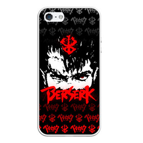 Чехол для iPhone 5/5S матовый с принтом BERSERK (ЛОГО) в Рязани, Силикон | Область печати: задняя сторона чехла, без боковых панелей | anime | berserk | manga | аниме | берсерк | гатс | манга | череп