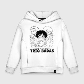 Детское худи Oversize хлопок с принтом TRIO BADAS One Piece в Рязани, френч-терри — 70% хлопок, 30% полиэстер. Мягкий теплый начес внутри —100% хлопок | боковые карманы, эластичные манжеты и нижняя кромка, капюшон на магнитной кнопке | Тематика изображения на принте: anime | manga | monkey d. luffy | one piece | vinsmoke sanji | zoro roronoa | аниме | большой куш | ван пис | винсмок санджи | вон пис | король пиратов | луфи | луффи | манга | манки д. луффи | пират | ророноа зоро | соломенная шляпа