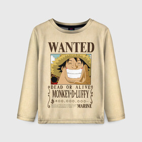 Детский лонгслив 3D с принтом WANTED Monkey D. Luffy в Рязани, 100% полиэстер | длинные рукава, круглый вырез горловины, полуприлегающий силуэт
 | Тематика изображения на принте: anime | manga | monkey d. luffy | one piece | аниме | большой куш | ван пис | вон пис | гол д. роджер | кайдо | король пиратов | луфи | луффи | манга | манки д. луффи | нами | нико робин | пират | портгас д. эйс | ророноа зоро