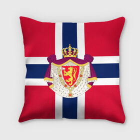 Подушка 3D с принтом Норвегия | Флаг и герб Норвегии в Рязани, наволочка – 100% полиэстер, наполнитель – холлофайбер (легкий наполнитель, не вызывает аллергию). | состоит из подушки и наволочки. Наволочка на молнии, легко снимается для стирки | Тематика изображения на принте: герб | герб норвегии | корона | красный | лев | линии | норвегии | норвегия | синий | топор | флаг | флаг норвегии | щит