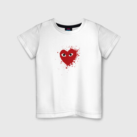 Детская футболка хлопок с принтом Сердце с глазами в Рязани, 100% хлопок | круглый вырез горловины, полуприлегающий силуэт, длина до линии бедер | Тематика изображения на принте: eays | heart with eyes | japan | глаза | глазки | как парни | ком де гарсон | мода | сердце | сердце с глазами | сердце с глазищами | токио | уличный стиль | японский бренд | японский дизайн