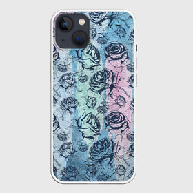 Чехол для iPhone 13 с принтом Темные розы   в стиле Гранж в Рязани,  |  | grunge | вампирский | гранж | графика | графический | потертый | розочки | розы | темные | темный | цветочки | цветы