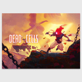 Поздравительная открытка с принтом Dead Cells ГГ в Рязани, 100% бумага | плотность бумаги 280 г/м2, матовая, на обратной стороне линовка и место для марки
 | cell | cells | dead | dead cells | game | gamer | games | metroidvania | roguelike | игра | игры