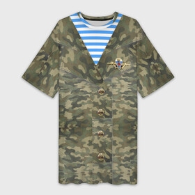 Платье-футболка 3D с принтом Комуфляж ВДВ со значком в Рязани,  |  | вдв | военная форма | день десантника | значок вдв | камуфляж | комуфляж | никто кроме нас | символика вдв