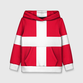 Детская толстовка 3D с принтом Дания | Флаг Дании в Рязани, 100% полиэстер | двухслойный капюшон со шнурком для регулировки, мягкие манжеты на рукавах и по низу толстовки, спереди карман-кенгуру с мягким внутренним слоем | белый | герб | государство | дании | дания | знак | красный | крест | линии | символика | страна | флаг