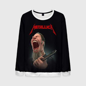 Мужской свитшот 3D с принтом James Alan Hetfield | METALLICA (Z) в Рязани, 100% полиэстер с мягким внутренним слоем | круглый вырез горловины, мягкая резинка на манжетах и поясе, свободная посадка по фигуре | Тематика изображения на принте: james alan hetfield | kurt kobein | metallica | rock | джеймс хэтфилд | курт кобейн | металика | металлика | рок | супер звезда