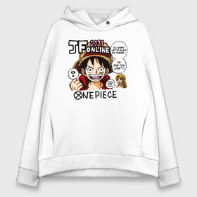 Женское худи Oversize хлопок с принтом 2021 One Piece. Большой куш в Рязани, френч-терри — 70% хлопок, 30% полиэстер. Мягкий теплый начес внутри —100% хлопок | боковые карманы, эластичные манжеты и нижняя кромка, капюшон на магнитной кнопке | anime | manga | monkey d. luffy | one piece | аниме | большой куш | ван пис | вон пис | капитан | король пиратов | луси | луфи | луффи | луффи но уми | луффи таро | манга | манки д. луффи | мугивара | пират | пятый император