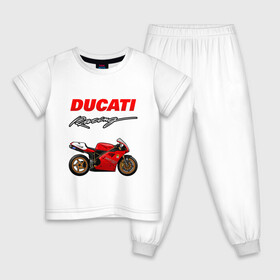 Детская пижама хлопок с принтом DUCATI / ДУКАТИ / MOTOSPORT в Рязани, 100% хлопок |  брюки и футболка прямого кроя, без карманов, на брюках мягкая резинка на поясе и по низу штанин
 | ducati | motorcycle | motosport | racing | speed | sport | байк. | гонки | двигатель | дукати | мото | мотокросс | мотоспорт | мототриал | мотоцикл | скорость | спорт