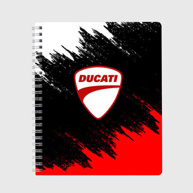 Тетрадь с принтом DUCATI | ДУКАТИ БРЫЗГИ в Рязани, 100% бумага | 48 листов, плотность листов — 60 г/м2, плотность картонной обложки — 250 г/м2. Листы скреплены сбоку удобной пружинной спиралью. Уголки страниц и обложки скругленные. Цвет линий — светло-серый
 | ducati | moto | motocycle | racing | sport | дукати | мото | мотоспорт | мотоцикл | рейсинг | спорт