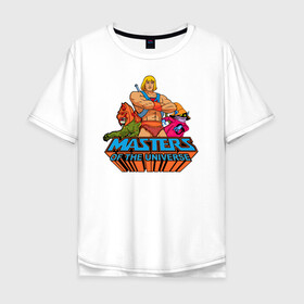 Мужская футболка хлопок Oversize с принтом Masters of the Universe в Рязани, 100% хлопок | свободный крой, круглый ворот, “спинка” длиннее передней части | battle cat | he man | masters of the universe | masters of the universe revelation | orko | prince adam | боевой кот | властелины вселенной | властелины вселенной откровение | кринджер | орко | подлиза | принц адам | хи мен | хи мэн