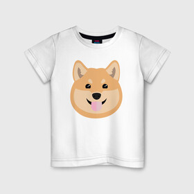 Детская футболка хлопок с принтом Shiba art в Рязани, 100% хлопок | круглый вырез горловины, полуприлегающий силуэт, длина до линии бедер | akita | art | dog | inu | shiba | акита | арт | ину | сиба | собака | шиба