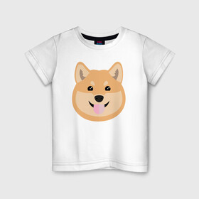 Детская футболка хлопок с принтом Shiba art в Рязани, 100% хлопок | круглый вырез горловины, полуприлегающий силуэт, длина до линии бедер | Тематика изображения на принте: akita | art | dog | inu | shiba | акита | арт | ину | сиба | собака | шиба