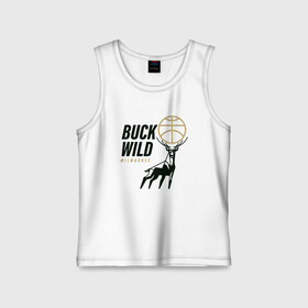 Детская майка хлопок с принтом Buck Wild в Рязани,  |  | antetokounmpo | basketball | bucks | giannis | milwaukee | mvp | nba | sport | streetball | адетокумбо | бакс | баскетбол | игра | милуоки | мяч | нба | олень | спорт | стритбол | тренер | чемпион | янис