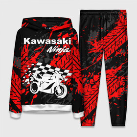 Женский костюм 3D (с толстовкой) с принтом KAWASAKI NINJA   КАВАСАКИ в Рязани,  |  | kawasaki | motorcycle | motosport | ninja | racing | speed | sport | байк | гонки | двигатель | кавасаки | мото | мотокросс | мотоспорт | мототриал | мотоцикл | нинзя. | скорость | спорт