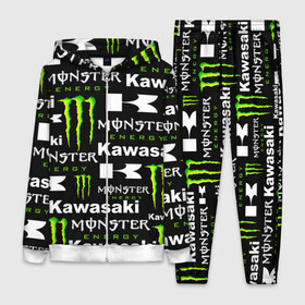 Женский костюм 3D с принтом KAWASAKI X MONSTER ENERGY в Рязани,  |  | kawasaki | monster energy | motorcycle | motosport | racing | speed | sport | байк | гонки | двигатель | кавасаки | монстер энерджи. | мото | мотокросс | мотоспорт | мототриал | мотоцикл | скорость | спорт