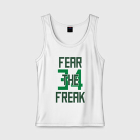 Женская майка хлопок с принтом Fear The Freak 34 в Рязани, 95% хлопок, 5% эластан |  | antetokounmpo | basketball | bucks | giannis | milwaukee | mvp | nba | sport | streetball | адетокумбо | бакс | баскетбол | игра | милуоки | мяч | нба | олень | спорт | стритбол | тренер | чемпион | янис