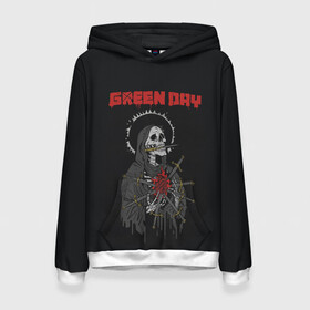 Женская толстовка 3D с принтом GreenDay | ГринДей | Poster (Z) в Рязани, 100% полиэстер  | двухслойный капюшон со шнурком для регулировки, мягкие манжеты на рукавах и по низу толстовки, спереди карман-кенгуру с мягким внутренним слоем. | billie joe armstrong | greenday | rock | альтернативный | билли джо армстронг | гриндей | зеленый день | майк дёрнт | музыка | панк рок | поп панк | рок | тре кул