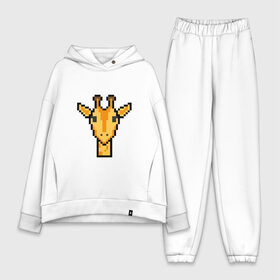 Женский костюм хлопок Oversize с принтом Tired Giraffe в Рязани,  |  | animal | censored | giraffe | pixel art | tired | животное | жираф | пиксель арт | усталый