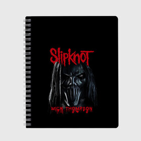 Тетрадь с принтом MICK THOMPSON | SLIPKNOT | СЛИПКНОТ (Z) в Рязани, 100% бумага | 48 листов, плотность листов — 60 г/м2, плотность картонной обложки — 250 г/м2. Листы скреплены сбоку удобной пружинной спиралью. Уголки страниц и обложки скругленные. Цвет линий — светло-серый
 | mick thompson | rock | slipknot | кейси джонс | мик томпсон | петля | рок | скользящий узел | слипкнот | тяжелый рок | удавка