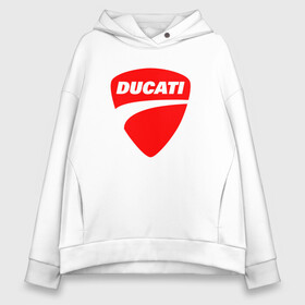 Женское худи Oversize хлопок с принтом DUCATI ДУКАТИ ЭМБЛЕМА в Рязани, френч-терри — 70% хлопок, 30% полиэстер. Мягкий теплый начес внутри —100% хлопок | боковые карманы, эластичные манжеты и нижняя кромка, капюшон на магнитной кнопке | ducati | moto | motocycle | racing | sport | дукати | мото | мотоспорт | мотоцикл | рейсинг | спорт