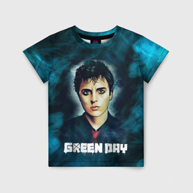 Детская футболка 3D с принтом Billie | GreenDay | ГринДай (Z) в Рязани, 100% гипоаллергенный полиэфир | прямой крой, круглый вырез горловины, длина до линии бедер, чуть спущенное плечо, ткань немного тянется | billie joe armstrong | greenday | rock | альтернативный | билли джо армстронг | гриндей | зеленый день | майк дёрнт | музыка | панк рок | поп панк | рок | тре кул