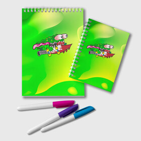 Блокнот Лизун на скейте: в Рязани, 100% бумага | 48 листов, плотность листов — 60 г/м2, плотность картонной обложки — 250 г/м2. Листы скреплены удобной пружинной спиралью. Цвет линий — светло-серый
 | skate | лизун | призрак | скейт | скейтборд | скейтинг | сопля