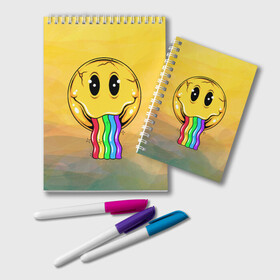 Блокнот Смайлик: в Рязани, 100% бумага | 48 листов, плотность листов — 60 г/м2, плотность картонной обложки — 250 г/м2. Листы скреплены удобной пружинной спиралью. Цвет линий — светло-серый
 | арт | графика | радуга | смайл | эмодзи