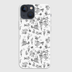 Чехол для iPhone 13 mini с принтом Рисованные сказочные рыбки в Рязани,  |  | детский рисунок | набросок | рисунок | рыбки | сказочный | скетч