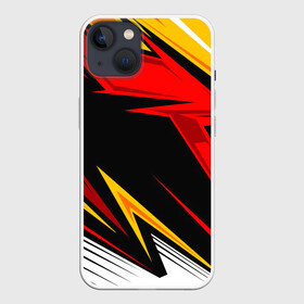 Чехол для iPhone 13 с принтом КРАСНО ЖЕЛТЫЙ СПОРТ | SPORT в Рязани,  |  | 3d | abstraction | geometry | hexagon | neon | paints | red | stripes | texture | yellow | абстракция | брызги | геометрия | желтый | краски | красный | неон | неоновый | разлом | соты | текстура