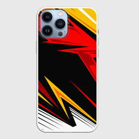 Чехол для iPhone 13 Pro Max с принтом КРАСНО ЖЕЛТЫЙ СПОРТ | SPORT в Рязани,  |  | 3d | abstraction | geometry | hexagon | neon | paints | red | stripes | texture | yellow | абстракция | брызги | геометрия | желтый | краски | красный | неон | неоновый | разлом | соты | текстура