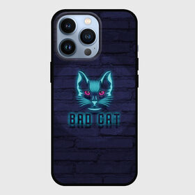 Чехол для iPhone 13 Pro с принтом Bad cat в Рязани,  |  | neon | neon cat | кирпич | неон | неоновый кот | стена | тренд