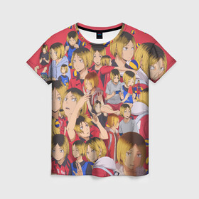 Женская футболка 3D с принтом Kozume Kenma Pattern Color в Рязани, 100% полиэфир ( синтетическое хлопкоподобное полотно) | прямой крой, круглый вырез горловины, длина до линии бедер | anime | haikyu | kozume kenma | аниме | волейбол | кенма | кенма козуме | клуб | козуме | козуме кенма | манга | некома | разыгрывающий | сеттер | хайкю