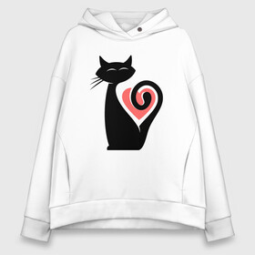 Женское худи Oversize хлопок с принтом Heart Cat в Рязани, френч-терри — 70% хлопок, 30% полиэстер. Мягкий теплый начес внутри —100% хлопок | боковые карманы, эластичные манжеты и нижняя кромка, капюшон на магнитной кнопке | animal | cat | cute | kitty | meow | друг | животные | киска | кися | китти | кот | котенок | котик | котэ | кошечка | кошка | мур | мяу | питомец | сердце