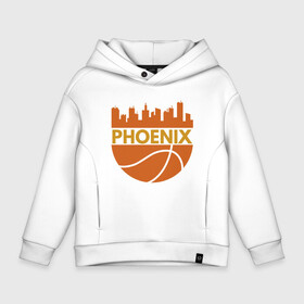 Детское худи Oversize хлопок с принтом Phoenix в Рязани, френч-терри — 70% хлопок, 30% полиэстер. Мягкий теплый начес внутри —100% хлопок | боковые карманы, эластичные манжеты и нижняя кромка, капюшон на магнитной кнопке | Тематика изображения на принте: basketball | mvp | nba | phoenix | sport | streetball | suns | аризона | баскетбол | игра | крис пол | мяч | нба | санс | спорт | стритбол | тренер | финикс | чемпион