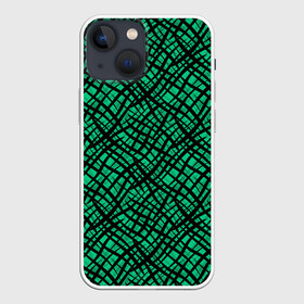 Чехол для iPhone 13 mini с принтом Абстрактный зелено черный узор в Рязани,  |  | абстрактный | зеленый | креативный камуфляж | линии | молодежный | полосатый | черный