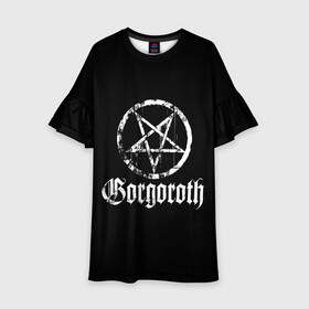 Детское платье 3D с принтом Gorgoroth в Рязани, 100% полиэстер | прямой силуэт, чуть расширенный к низу. Круглая горловина, на рукавах — воланы | blackmetal | gorgoroth | metal | rock | блэк метал | горгоротх | группы | рок | роцк