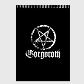 Скетчбук с принтом Gorgoroth в Рязани, 100% бумага
 | 48 листов, плотность листов — 100 г/м2, плотность картонной обложки — 250 г/м2. Листы скреплены сверху удобной пружинной спиралью | Тематика изображения на принте: blackmetal | gorgoroth | metal | rock | блэк метал | горгоротх | группы | рок | роцк